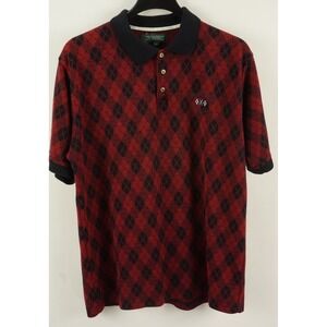 St. Andrews The Old Course Argyle Geometric Jacquard Knit Polo Shirt Men's Large